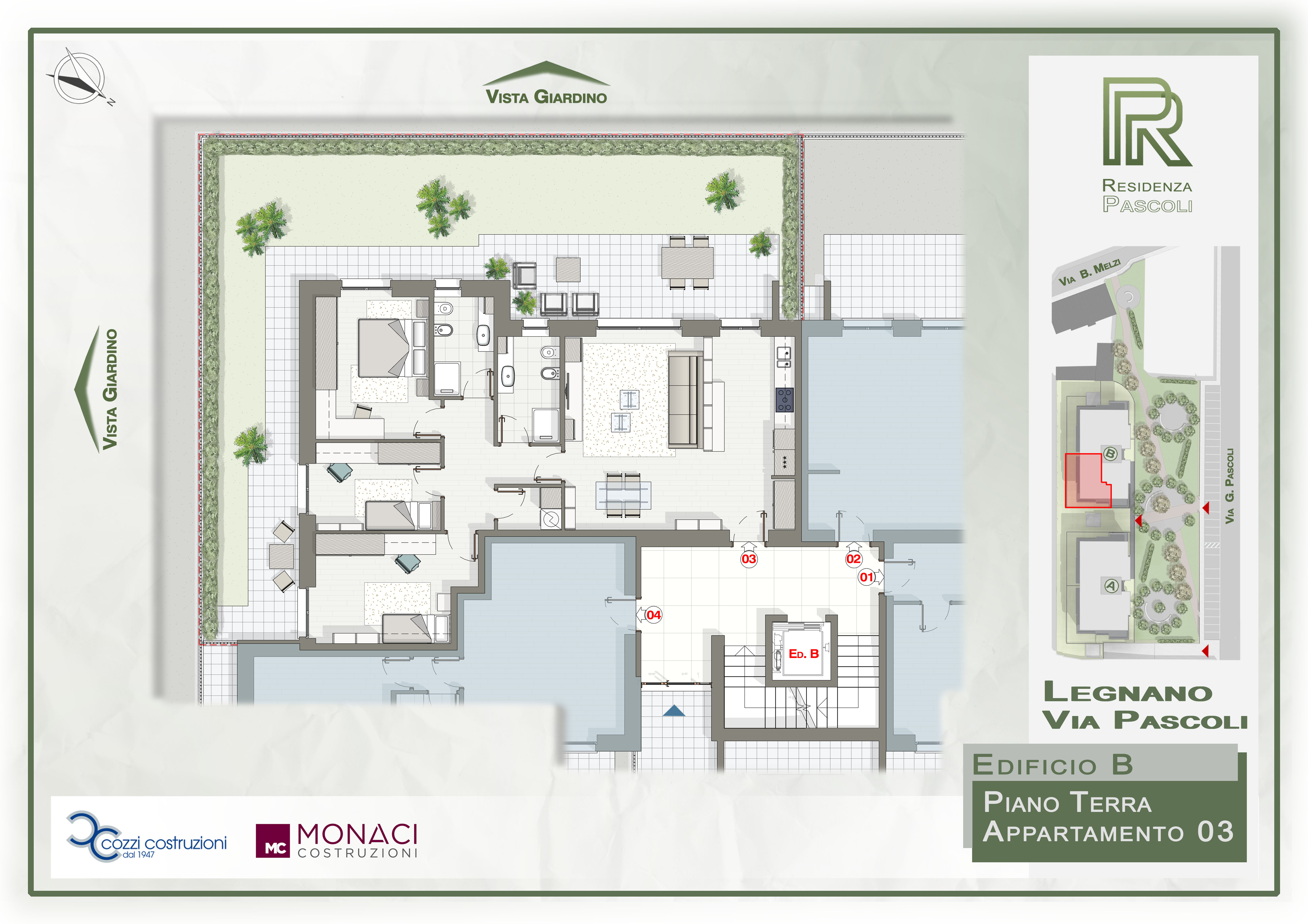 Quadrilocale con Patio e giardino di proprietà